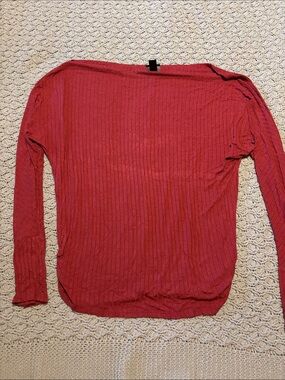 Daytrip Red Ribbed Long-Sleeve Top